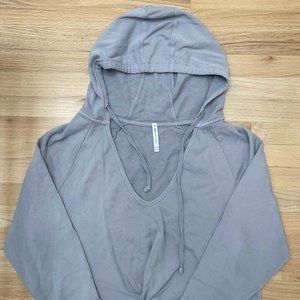 Fabletics knot-front cropped hoodie; Grey; XXL